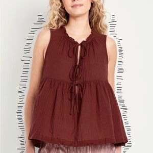 Old Navy Brown Sleeveless Tie-Front Babydoll Camisole